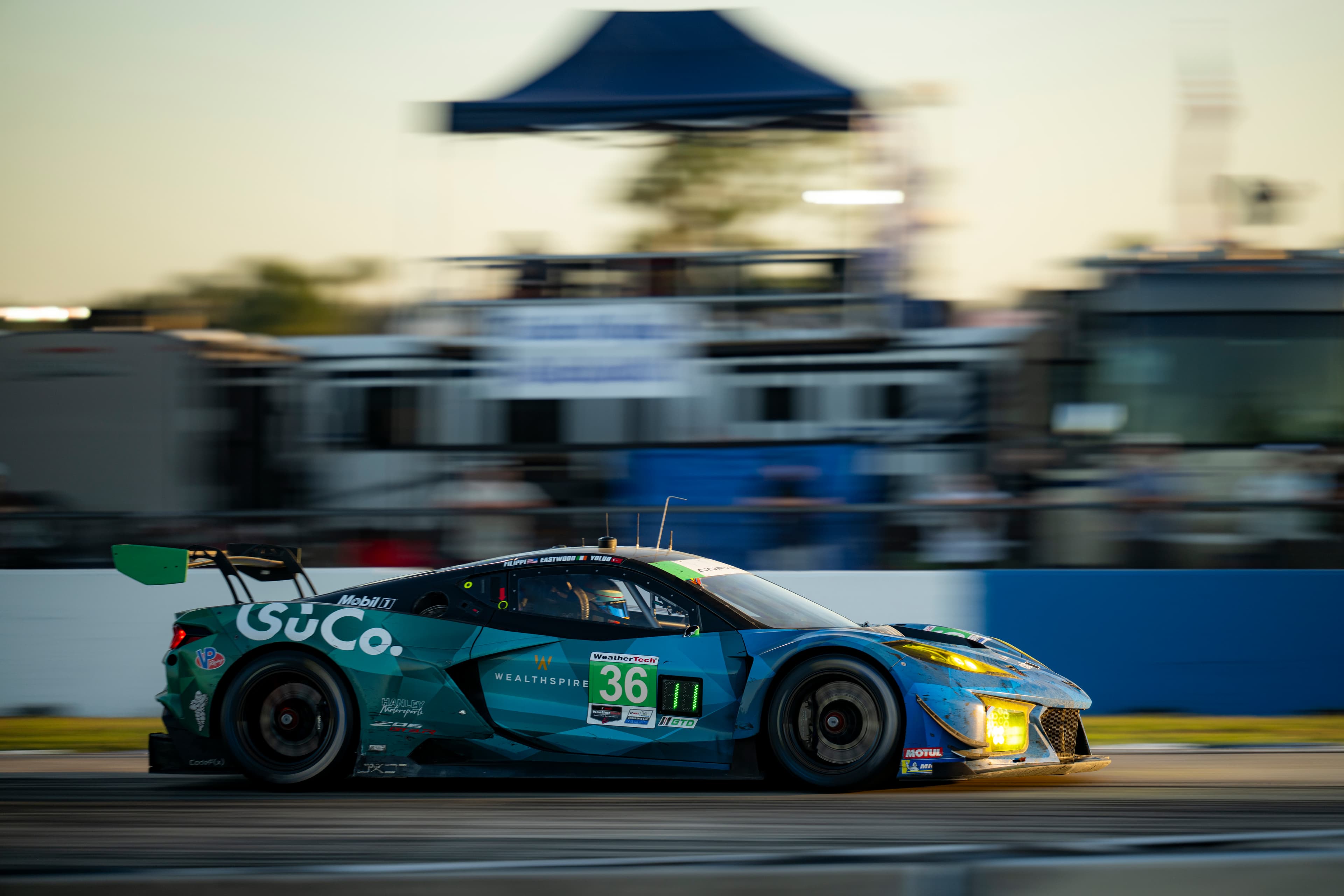 Sunsetting at Sebring in the corvette